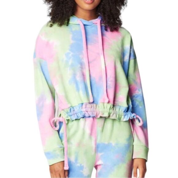 NEW Blank NYC Blue and Pink Tie-Dye cinched tease me Sweatshirt XS - Picture 1 of 5